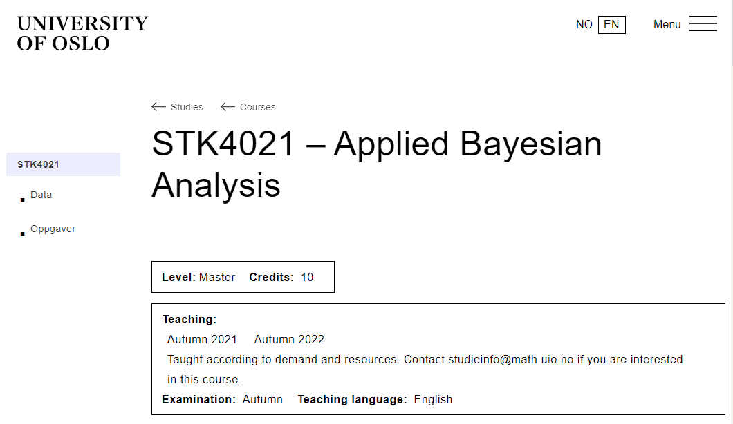 统计代写|STK4021 Bayesian Analysis
