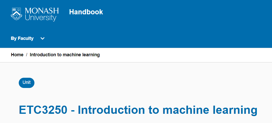 澳洲代写｜ETC3250｜Introduction to machine learning机器学习入门 蒙纳士大学