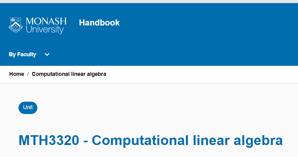 澳洲代写｜MTH3320｜Computational linear algebra计算线性代数 蒙纳士大学