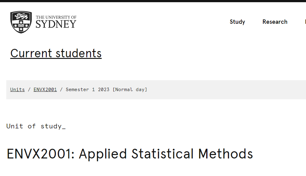 澳洲代写｜ENVX2001｜Applied Statistical Method应用统计方法 悉尼大学