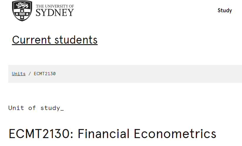 澳洲代写｜ECMT2130｜Financial Econometrics金融计量经济学 悉尼大学
