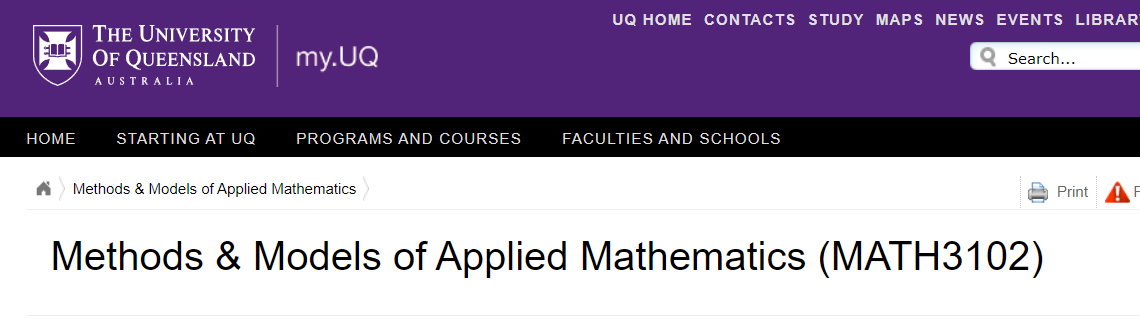 澳洲代写｜MATH3102｜Methods & Models of Applied Mathematics应用数学方法与模型 昆士兰大学