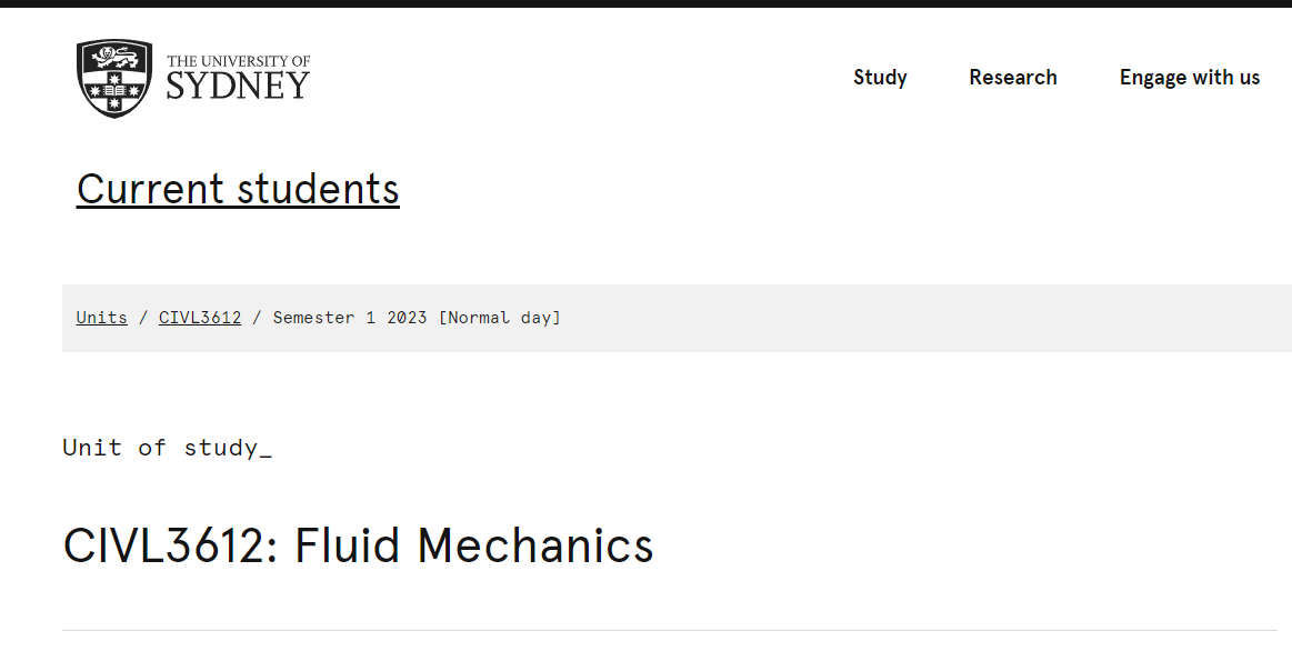 澳洲代写｜CIVL3612｜Fluid Mechanics流体力学 悉尼大学