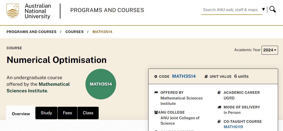 澳洲代写｜MATH3514｜Numerical Optimisation数值优化 澳洲国立大学